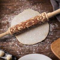 35x5cm Christmas Embossing Rolling Pin Baking Cookies Noodle Biscuit Fondant Cake Dough Engraved Roller Reindeer Snowflake hot