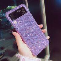 เคสเพชรแท้กากเพชรสุดหรูสำหรับ Samsung Galaxy Z Flip 5G Z 3 Bling น่ารักคริสตัลเต็ม Zflip 5 Z พลิก4ฝาครอบป้องกัน