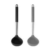 2pcs Heat Resistant Stirring Kitchen Utensil Restaurant Non Stick Tableware Home Serving Easy Clean Cooking Silicone Soup Ladle