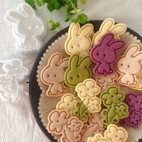 3D Cute Rabbit Cookie Embossing Mold Cartoon Rabbit Fondant Cookie Cutter Flower Pattern Biscuit Mold DIY Kitchen Baking Tools Bread Cake  Cookie Acce