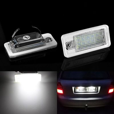 2ชิ้นป้ายทะเบียน LED ไร้ข้อผิดพลาดไฟโคมไฟ Canbus สำหรับ Audi A6 4F RS6 C6 A4 B6 B7 S4 RS4 A3 8P Q7 4L A5 8F A8 D4 S8 4H