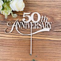 Happy 30 40 50 60 70 80 Anniversary Cake Topper Acrylic Wedding Anniversary Party Gold Supplies Birthday Party Decoration