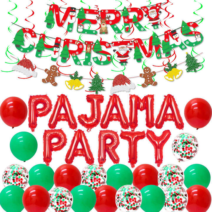 JOYMEMO Christmas Pajamas Themed Party Decorations, Merry Christmas ...