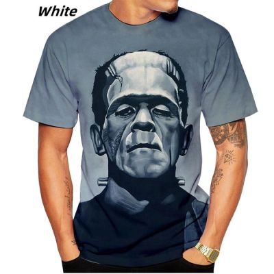 Frankenstein 3D Cool เสื้อยืดผู้ชาย/ผู้หญิงสบายๆรอบคอแขนสั้นเสื้อยืดสยองขวัญบุคลิกภาพเสื้อ
