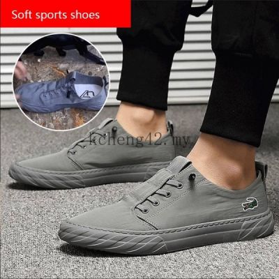 【Ready Stock】Mens Ice Silk Board Shoes cloth shoes summer new one-pedal leisure breathable sports shoes lazy shoes