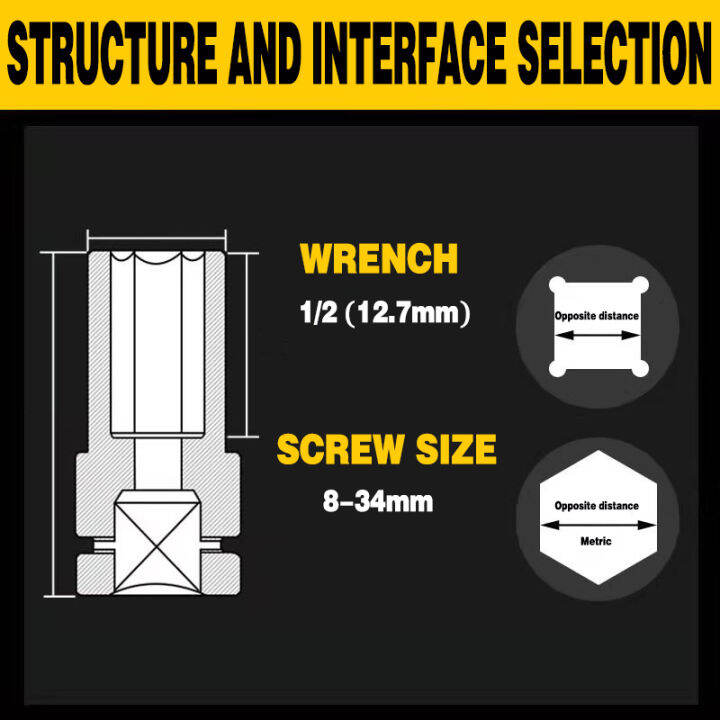 แขน-ชุด-10-ชิ้น-อุปกรณ์ประแจผลกระทบไร้สาย-1-2-นิ้ว-อะไหล่ซ่อมรถยนต์-8-19-นิ้ว-แขนเครื่องมือไฟฟ้า-wrench-sleeve