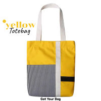?พร้อมส่ง? กระเป๋าผ้า กระเป๋าสะพายไหล่ แคนวาส เหลืองสดใส มินิมอล สไตล์เกาหลี  Yellow Totebag