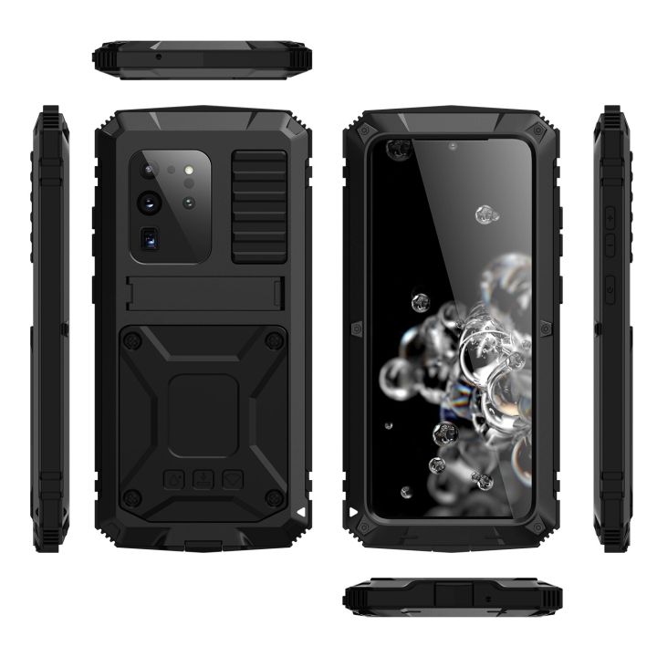 for Samsung Galaxy S23 Ultra Metal Armor Case, Heavy Duty Shockproof Rugged  Case with Built-in Glass Screen Protector, 360 Full Body DustProof