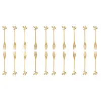 20 Pcs Stainless Steel Leaf Cake Fruit Forks Set Tasting Dessert Forks Kitchen Accessory Wedding Party Golden