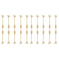 20 Pcs Stainless Steel Leaf Cake Fruit Forks Set Tasting Dessert Forks Kitchen Accessory Wedding Party Golden