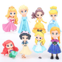 Q Posket 8pcsLot 5-9cm Princess Toys Anna Pvc Action Figures Snow White Merida Dolls Toys For Girls Gift