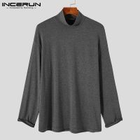 Incerun แฟชั่นเสื้อท็อปคอสูงแขนยาวเรียบง่าย 3 สีสําหรับผู้ชาย