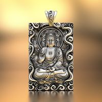 ZZOOI NY Big Sun Tathagata Natal Buddha Pendant Male and Female Zodiac Pendant Jewelry Amitabha Buddha Necklace Male Mens Pendants