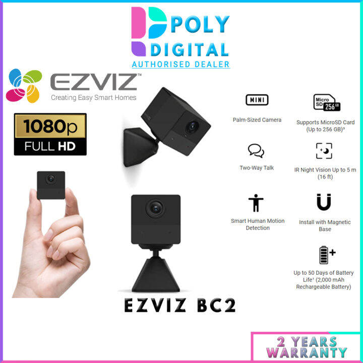 EZVIZ BC2 Mini Palm-Sized Wi-Fi Smart Home Battery Camera Wireless WiFi ...