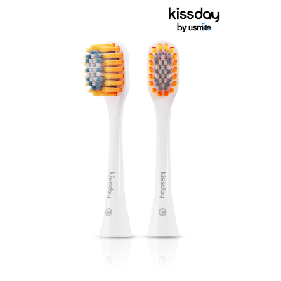 Kissday แปรงสีฟันไฟฟ้าเปลี่ยนหัวแปรงขนแปรงนุ่มสีขาวทำความสะอาดสำหรับ K1รุ่น-2ชิ้น