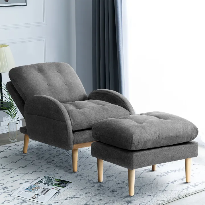 Fabric Recliner Chair Adjustable Home Theater Seating Single Recliner Sofa With Ottoman Modern