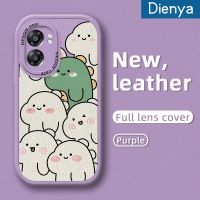 เคส Dienya สำหรับ OPPO A57 2022 A77 2022 A57s A57e A77s การ์ตูนหลากสีน่ารักไดโนเสาร์สีขาวและสีเขียวบางนุ่มหนังเคสมือถือกันกระแทกเคสกันกระแทกตัวเคสป้องกันการตกหล่น