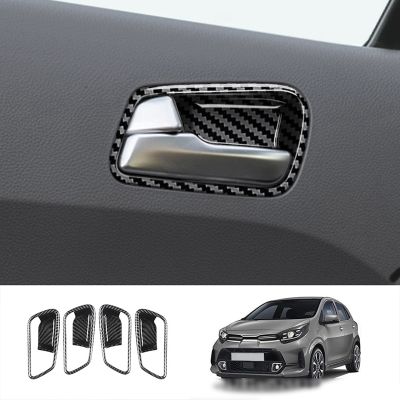Car Carbon Fiber Inner Door Handle Cover for 2022 Kia Morning Picanto Door Bowl Handle Trim Frame Sticker
