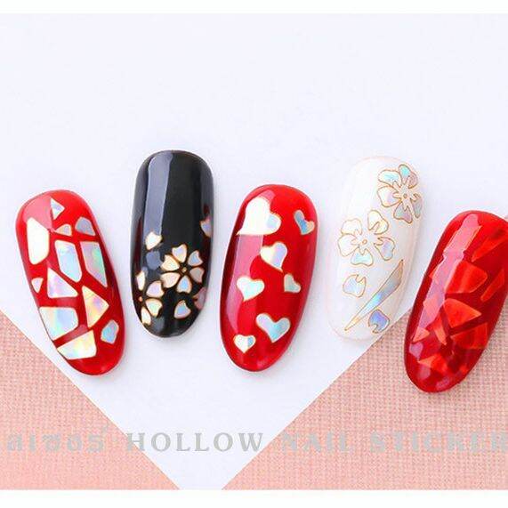 kariooo-สติ๊กเกอร์สำหรับเป็นแบบพิมพ์ลายเล็บ-hollow-nail-art-สติ๊กเกอร์พิมพ์ลายเล็บ-สติ๊กเกอร์ปั๊มลายเล็บ-รุ่นต่าง-ๆ-ผสม-12-แผ่น-ชุด-ng111