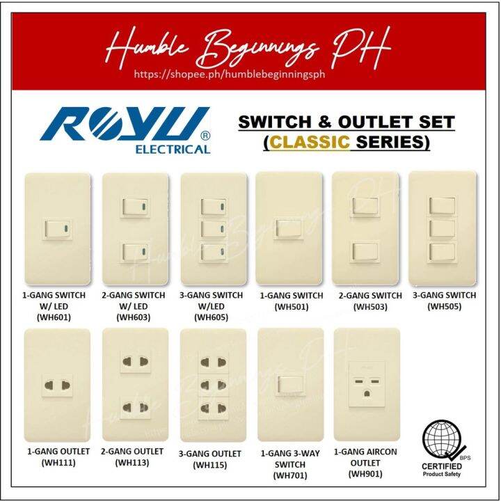 ROYU Classic Series 1 2 3 Gang Switch/ Outlet w/ LED w/o LED 3way