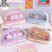 【CC】❁✔  Ins Kawaii Cartoon Double-layer Protable Stationery Storage Student Supplies