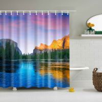 Bathroom Waterproof polyester fabric Shower curtain Landscape 3D print curtain Large Bath curtain 180x200cm  cortinas baño