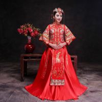 【LZ】∏№✓  Cheongsam vestido de casamento bordado vestido vintage estilo chinês roupa torrada retrô vestido feminino phoenix casamento roupas vermelhas qipao