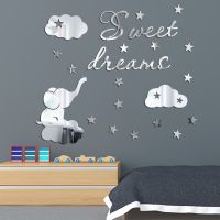 1set Small elephant mirror acrylic wall stickers baby childrens room decorations self-adhesive creative