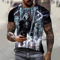 Summer Skull Mage Pattern Printing 3D T Shirt Casual Fashion Short Sleeve Streetwear Men Crew Neck T Shirt