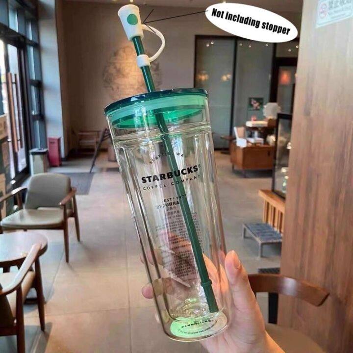 starbucks-tumbler-แก้ว-starbucks-แก้ว-starbucks-ของแท้-ใหม่สองชั้นถ้วยพลาสติกใสสร้างสรรค์ถ้วยน้ำ-pp-พลาสติกฟางดีไซน์สบายถ้วยฟาง-goob-823