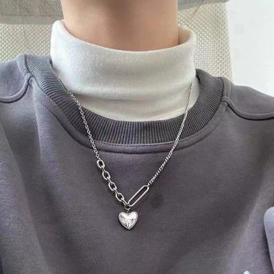 【CW】Japanese and Korean love necklace womens ins trend hip-hop punk sweater chain European cold style