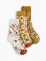 Cider 3pcs Mushroom Decor Crew Socks