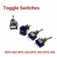 5ชิ้นสวิตช์สลับจิ๋ว Mts-102 Mts-202 Mts-103 Mts-203 6a สีน้ำเงินตำแหน่ง2/3/3a 125V/250V