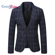 Cozy Up Men s Blazer Long Sleeve Casual One Button Plaid Batik