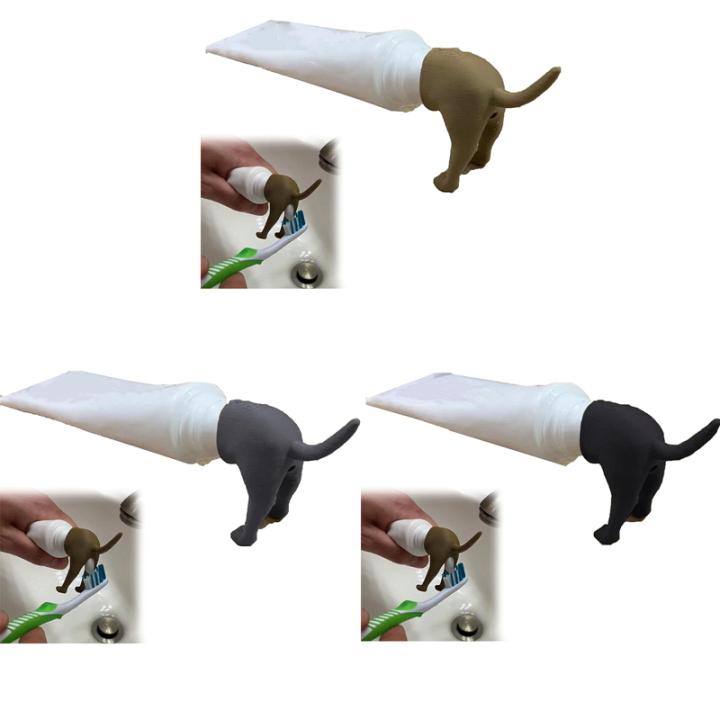 Pooping Dog Butt Toothpaste Topper, Self Closing Toothpaste Caps