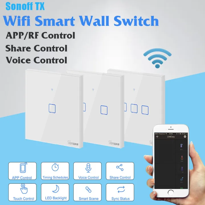 SONOFF T1 White WiFi Wall Switches UK/EU Smart Switch | Lazada PH