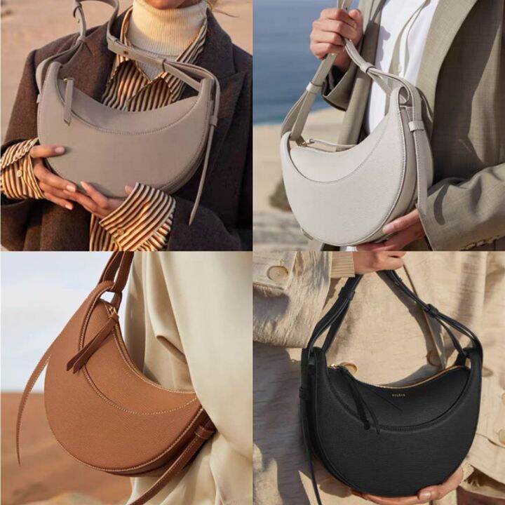 French new niche polene saddle bag crescent bag leather shoulder his ...