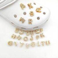 New 1pcs Diamond letter Jewelry gold Metal Shoe Charms DIY A-Z Shoe Aceessories Fit croc clogs Decorations Women girls Gift jibz Headbands