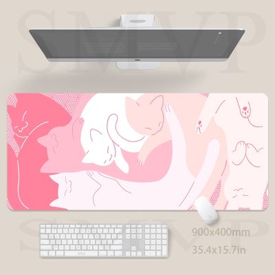 ✵❒ Pink Cat Gaming Mousepad Desk Mat Gamer Mouse Pad Large Mouse Mat Desk Pad Keyboard Mat Design Table Rug