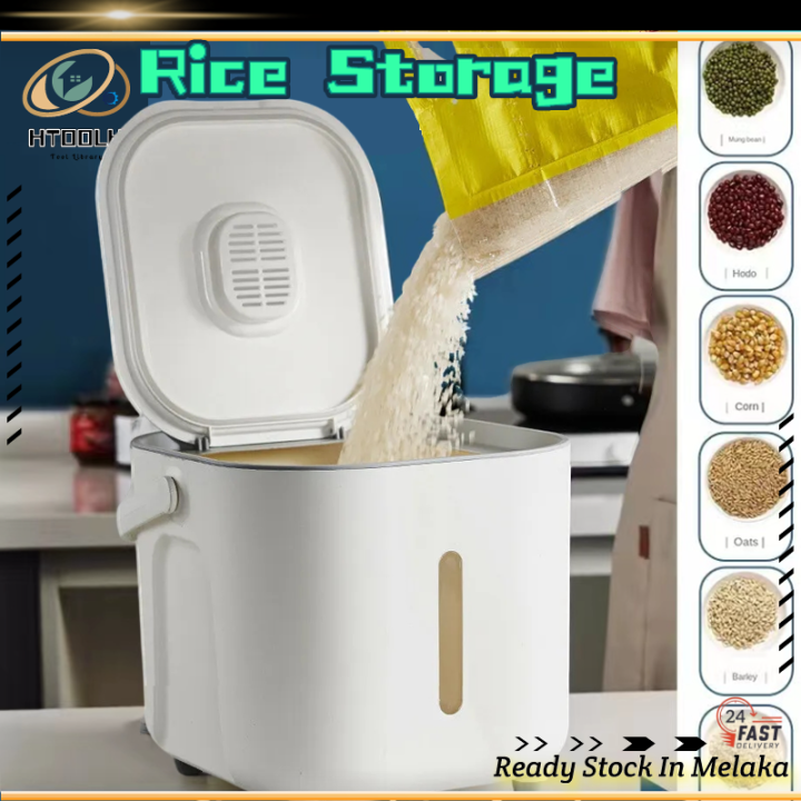 Kitchen Dining Airtight Rice Dispenser Cover Rice Bucket For