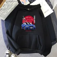 Kaus Pria Hoodie Inisial Anime Untuk Mobil Jdm Skyline Gt-R R34 Baju Jalan Jepang Atasan Wanita Kasual Lengan Panjang Ukuran Besar Size Xxs-4Xl