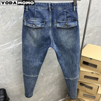 Pantalones Vaqueros De Diseñador De Moda Para Hombre,กางเกงยีนส์ Rasgados Pintados De Ajuste Delgado,Estilo Coreano Vintage,Pantalones De Mezclilla Casuales,Pantalones Cargo