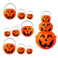【YP】 Pumpkin Plastic Pot Cauldron Holder Jar Trick or Treat Decoration Props Kids