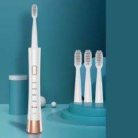 3+1 rechargeable waterproof electric toothbrush 3 kinds of brush heads Soft bristles/medium hard bristles/hard bristles Improve oral health (blue/white)