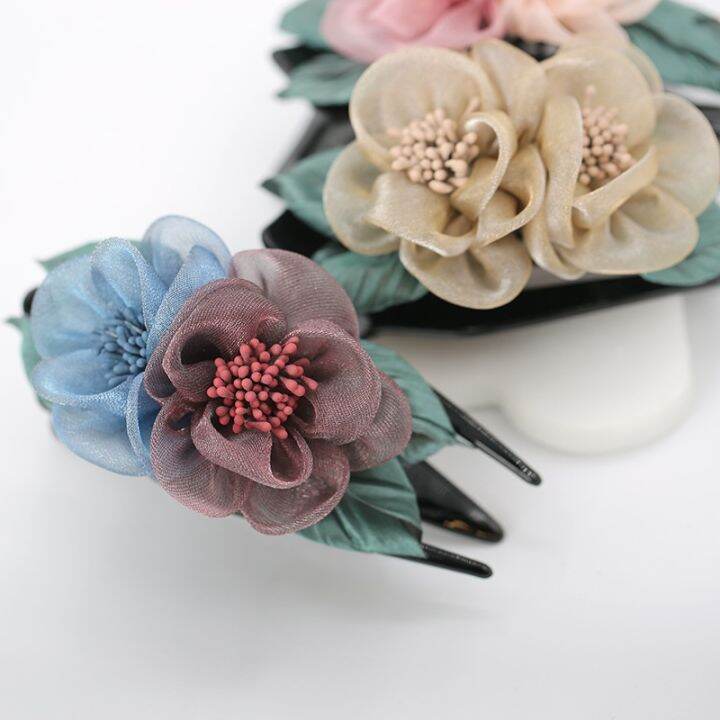 new-flower-silk-yarn-cloth-art-duck-beak-three-tooth-clip-pan-hair-clip-pan-hair-clip-fashion-exquisite-headdress