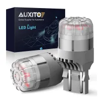 2ชิ้น AUXITO W21 T20 5W W21/5W LED สีแดง W21W 7440 7443หลอดไฟ LED สำหรับไฟรถยนต์ปลายเบรกด้านหลังโคมไฟอัตโนมัติไฟ LED 3020SMD 9ชิ้น