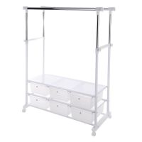 ราวแขวนผ้า 6 ลิ้นชัก ปรับระดับ 150 x 47 x 165 ซม. CLOTH RACK WITH 6 DRAWERS 150 X 47 X 165 CM