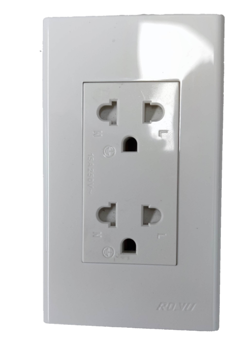 Duplex Outlet with Ground Universal 16A 250V with Plate, Duplex