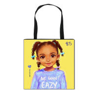 Shopping Bag African Black Girl Folding Storage Bag Supermarket Portable Universal Outdoor Large Fabric Tote Bag Wholesale