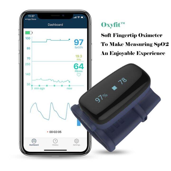 Medical Soft Fingertip Pulse Oximeter Bluetooth Blood Oxygen Saturation